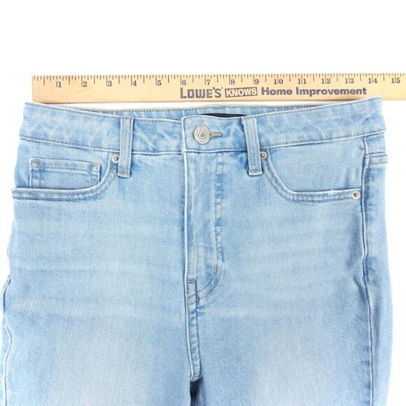 UNIQLO Raw Hem High Rise Skinny Fit Flared Ankle Crop Jeans Women 28 Light Denim - Picture 3 of 7